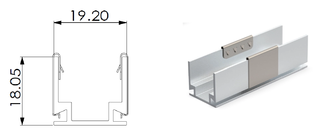 Tipo 1, clips AL para aplicaci&oacute;n en exteriores (AL50 mm/ud con 2 clips)