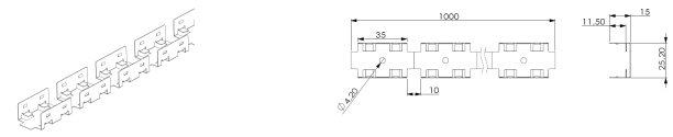 Tipo 4, cadena de instalaci&oacute;n de acero inoxidable (1 metro por pieza)