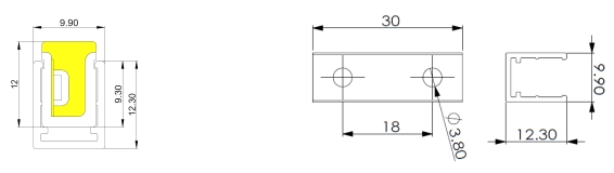 Perfil 9.1AL (1mtr/ud.) y clip AL (30mm/ud.)